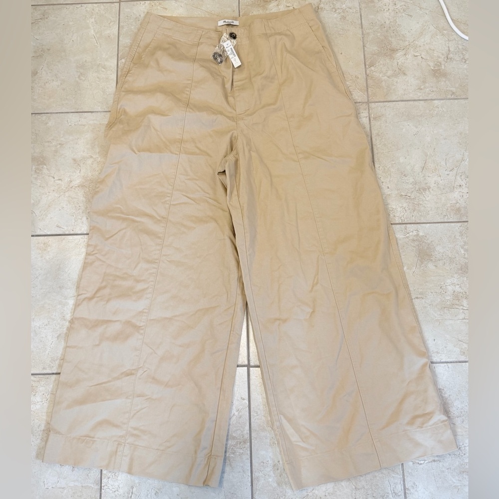 Madewell Khaki Wide Leg Pants Tan Trouser Size 16 NWT